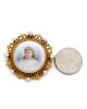 Antique Hand-Painted Porcelain Brooch/ Pendant 18K Yellow Gold